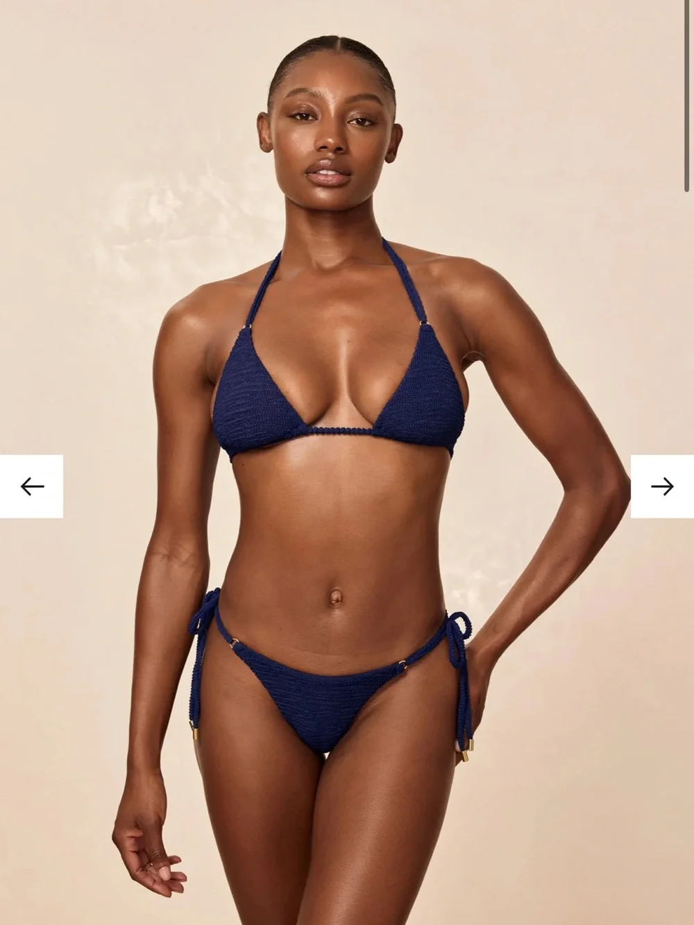 Monday Swimwear Navy Textured Triangle Bikini Set
